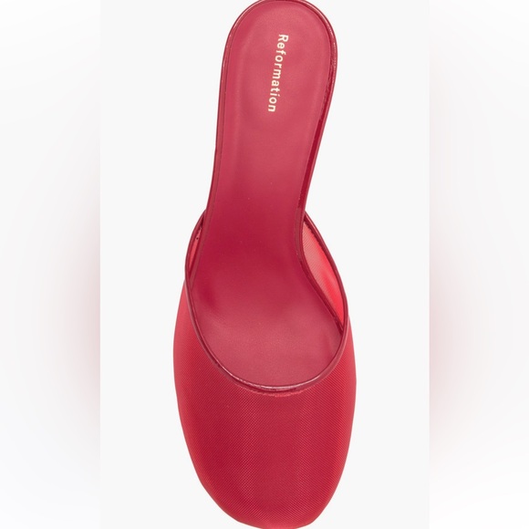 NWT Reformation Kalinka Mesh Kitten Heel Mule Heels Red Size 7.5 - Picture 9 of 9